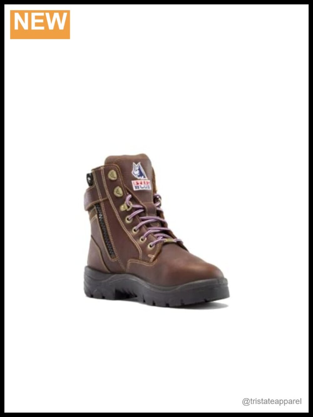 Women's Steel Toe Work Boot with Met Guard & PR Midsole, Side Zip, ASTM F2413